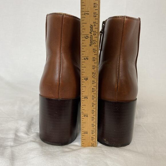 Johnston & Murphy Boots Womens 9 Leather Ankle Booties Chunky Heel Side Zip Boho - Picture 6 of 13